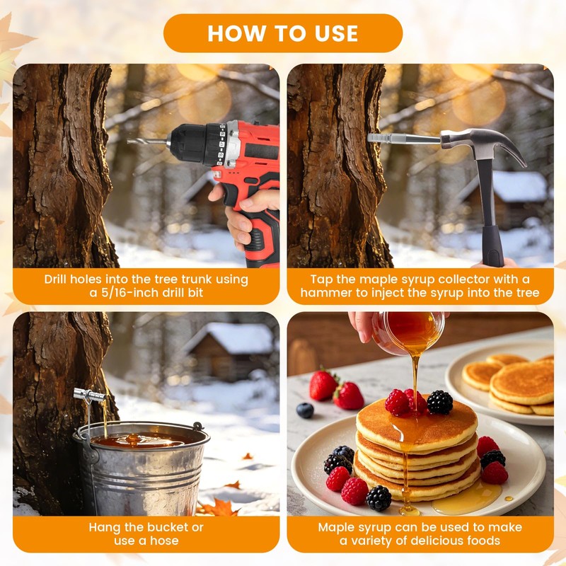 4 Pcs Maple Tree Syrup Tapping Kit, Including 4 Stainless