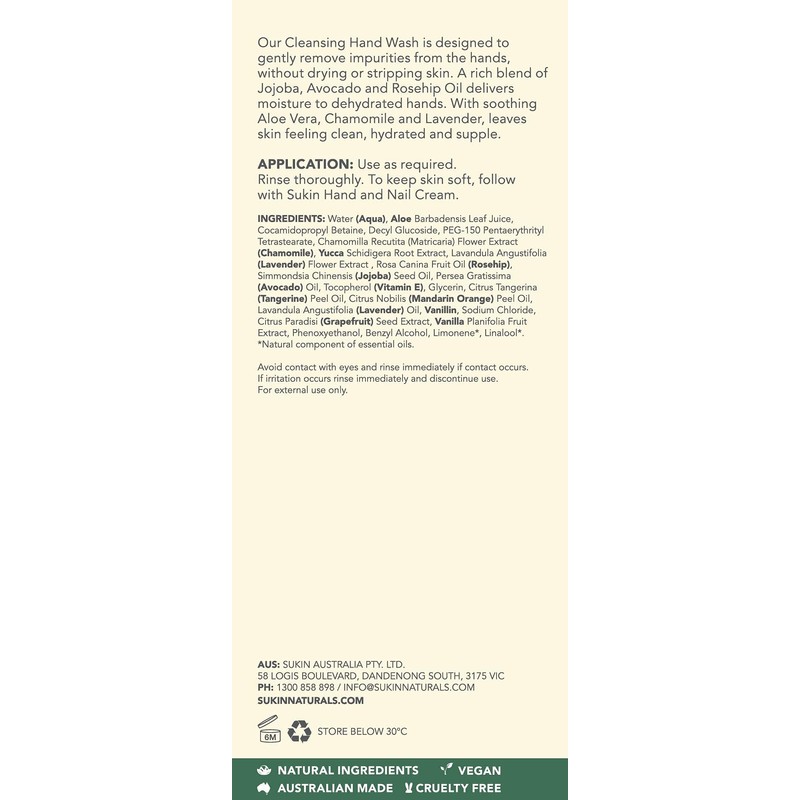 Sukin Cleansing Hand Wash Refill, 1 Litre
