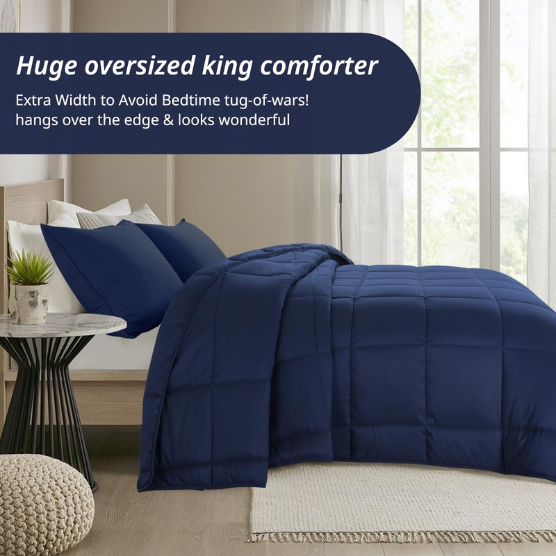 HOMBYS Oversized King Comforter 120x120, Lightweight Quilted Down Alternative Duvet