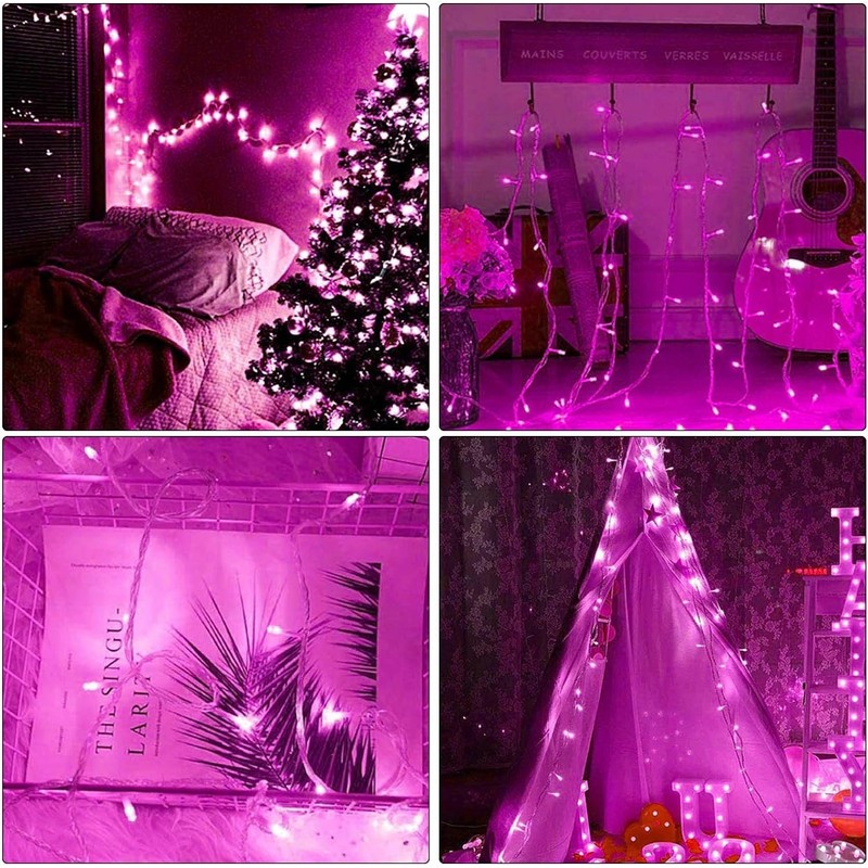 ILLUMINEW Pink String Lights Outdoor Valentines Day Decorations, 8 Modes