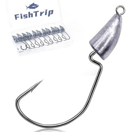 Bullet Jig Head Weighted Hooks, Texas Rigs EWG Offset Hooks for Bass Fishing Saltwater 1/16 1/12 1/8 1/6 1/4 1/3 1/2 oz