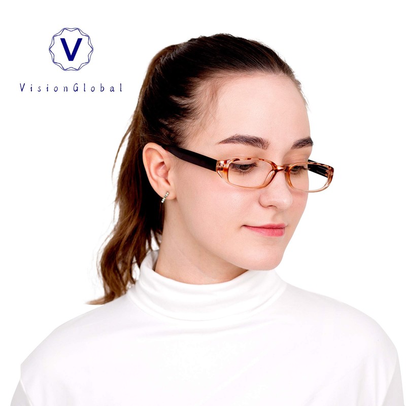 VisionGlobal 1 Pair Reading Glasses with Spring Hinge, Blue Light