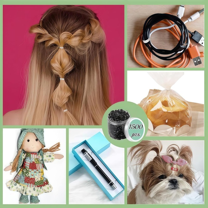 1500 Mini Gomas Elásticas para el Pelo, Ligas Pequeñas para