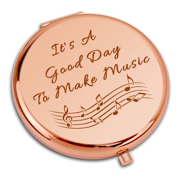Music Gifts for Musician Compact Mirror for Friend Sister Musical Lovers Gift Music Gifts for Women Musician Gifts for Girls Folding Makeup Mirror for Music Teacher Music Student Piano Guitar Lovers