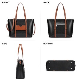 Cnoles Satchel Handbag for Women Ladies Vintage Genuine Leather 15.6 inch Laptop Tote Shoulder Bag Work Purse