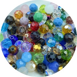 Xinhongo 200pcs 6mm Round Crystal Glass Beads Round Faceted Beads Spacer Beads for Jewelry Making Bracelet Earring Necklace Wind Chimes Suncatchers DIY Craft Making Supplies(Mix Colors Series)