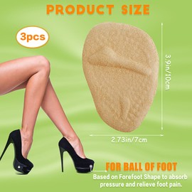 3 Pairs Metatarsal Pads Women, Ball of Foot Cushions Anti Sliding Foot Pads for Open Toe Shoes Heel Inserts for Women, No Slip Heel Grips Liners Shoe Pads for Loose Shoe Blisters (Beige, Black, Clear)