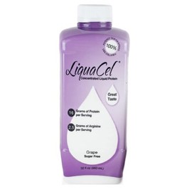 LiquaCel Concentrated Liquid Protein, Grape Flavor, Ready-to-Drink, 16g Hydrolyzed Collagen Protein and 2.5g Arginine Per 1oz Serving, Sugar & Gluten Free, Recovery Formula, 32 fl oz Bottle