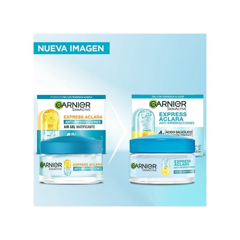Gel facial Garnier skin active matificante antiimperfecciones vitamina c, ácido