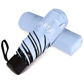 Mini Travel Umbrella Lightweight Small Compact Women Umbrellas for Sun Rain Blue