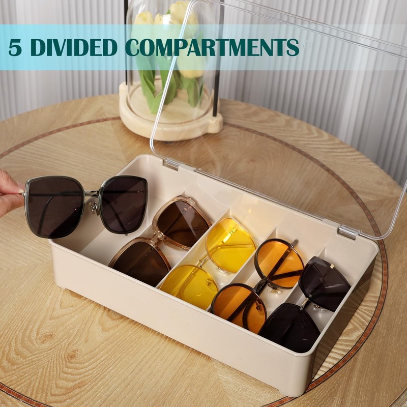 FORUP Sunglasses Organizer, Plastic Stackable Eyeglass Case Storage Organizer, Sunglass