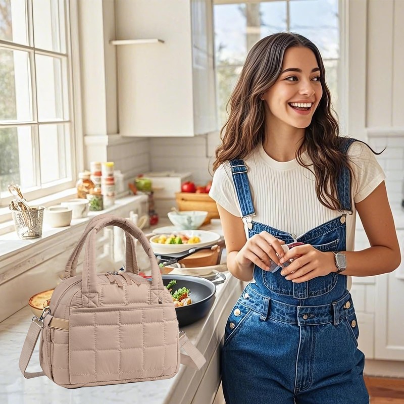LEDAOU Lunch Box for Women Lunch bag Quilted Puffer Lunch