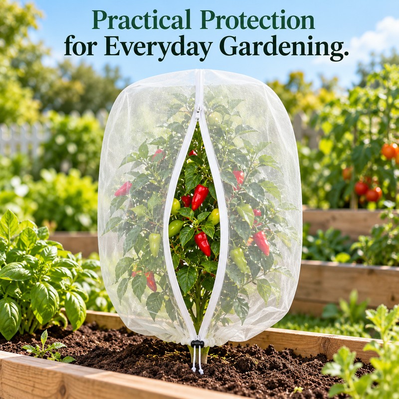 Garden Insect Mesh Cover for Plant Protection – Zipper Drawstring