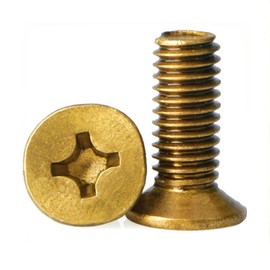 NACX M2 x 10mm Flat Head Phillips Machine Screws Bolts Countersunk Screws, Brass, 250Pcs
