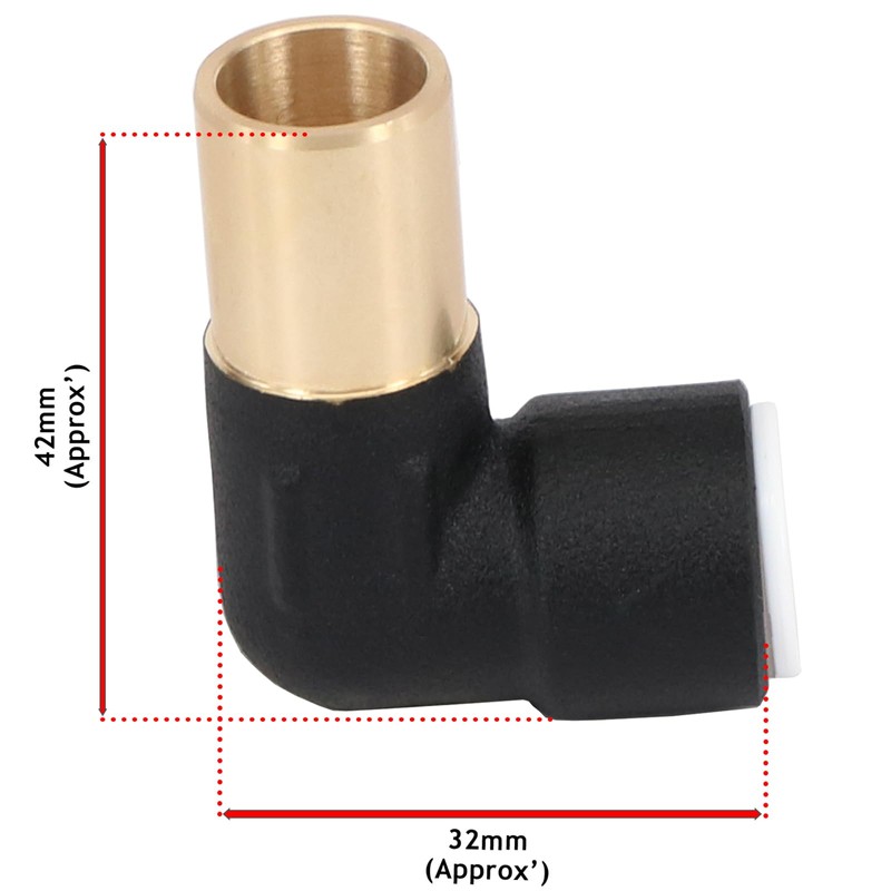 SPARES2GO 15mm x 10mm Push Fit Radiator Valve Black Reducing