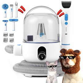 HarmoHaby 2L Pet Grooming Vacuum Kit,Ultra-Quiet, High Suction, 5-in-1 Grooming Tools for Dogs, Cats & Small Animals