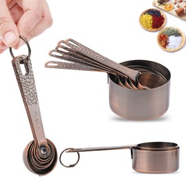 Smitchraft Measuring Cups, Copper Measuring Cups and Spoons Set, Stainless Steel Measuring Cups and Spoons Set for Kitchen and Baking, Metal Measure Cups and Spoons Set 12