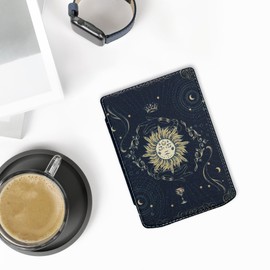 kwmobile Flip Case Compatible with Pocketbook Verse/Verse Pro/Verse Color/Vivlio Light/Light HD Case - eReader Case - Tarot Cards Dark Blue Yellow Black