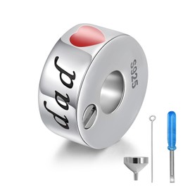 Sterling Silver Cremation Urn Bead Charm for Ashes - S925 Memorial Keepsake Bacetate Pendant Jewelry Gifts for Women Loss Loved One, one size, Silver, No Gemstone