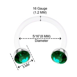 KJM Fashion Bioflex Horseshoe Ear Earrings Transparent 1.2 mm 16 g Pack of 2, Acrylic