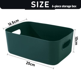 LOSYHU 6 Pcs Plastic Storage Baskets for Shelves Multiple Colors Storage Boxes with Handle Rectangular Cupboard Organiser Durable Stackable Open Storage Bins for Kitchen, Cupboard, Home, Office (Blue)