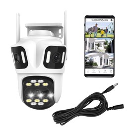 STONVUE 9MP Three Lens Wireless Outdoor Security Camera, 360° Pan/Tilt, 2.4GHz WiFi, AI Auto Tracking, No Blind Spot,24/7 Recording, Night Vision,Spotlight,2-Way Audio, IP66, for Home Surveillance