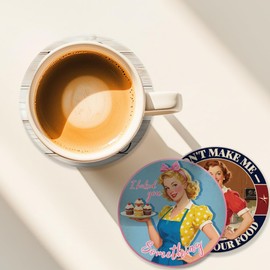 ANATTASOUL 9 Pcs Wood Coasters for Drinks Retro Housewife Colorful Wooden Cup Mat for Coffee Table Decor, 3.9" Non-Slip Desk Coasters for Home, Apartment, Office, Bar