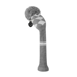 Knit Woods Golf Club Head Cover, 1pcs Pack, Fit Fairways, with Rotating Number Tag (Grey White Argyles)