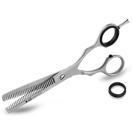 Thinning Scissors, Titanium Hair Scissors, 2 Sides, Serrated Stainless Steel, Hairdressing Scissors for Thinning Hair, Hairdressing Scissors for Men and Women HS-HS-050 blue