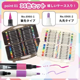 MYmama Illustration Markers, Resin Dye Pens, Set of 36 Colors, PIPOPP, Multi-purpose, Water-Based Acrylic Color Pens, Art Markers, Crafts, Craft Supplies, Round Tip