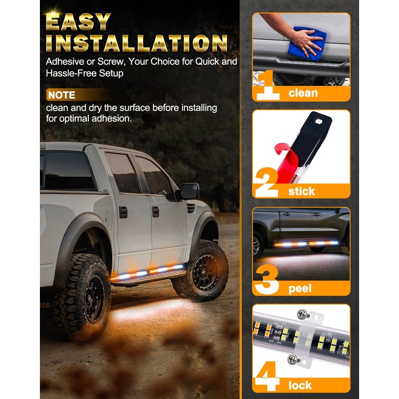 LUMENIX 70 Inch Emergency Running Board Rigid Strobe Lights Strip