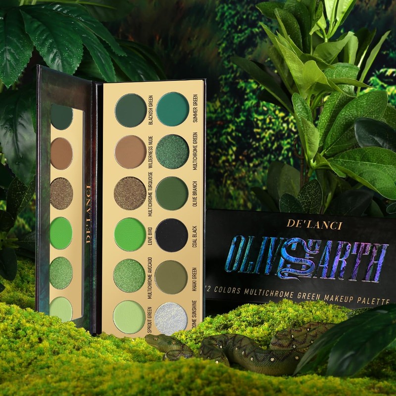 Olive Green Eyeshadow Palette, Black Green Multichrome Eyeshadow for Green