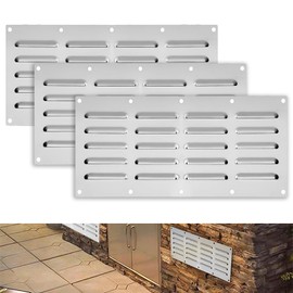3 Pack Stainless Steel Venting Panel for Grill Accessory, 15" by 6-1/2" Stainless Steel Venting Panel for Masonry Fire Pits Fireplaces, Metal Vent Cover for Outdoor Kitchens