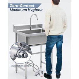 Sepaitek Commercial Foot-Operated Sink Valve – Heavy-Duty Brass Hands-Free Faucet Control, Double Pedal Hot & Cold Water Mixer, for Industrial, Hospital, Lab, Kitchen, Hotel (Easy Install, No Leak)