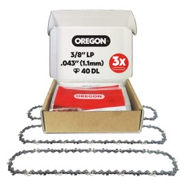 Oregon 3-Pack Pole Saw & Small Chainsaw Chain 3/8" LP Pitch, .043" (1.1 mm) Gauge for 10" (25cm) Bar, 40 Drive Links – Low-Kickback Replacement Saw Chain, Fits Ryobi, Husqvarna, Makita, Worx and More