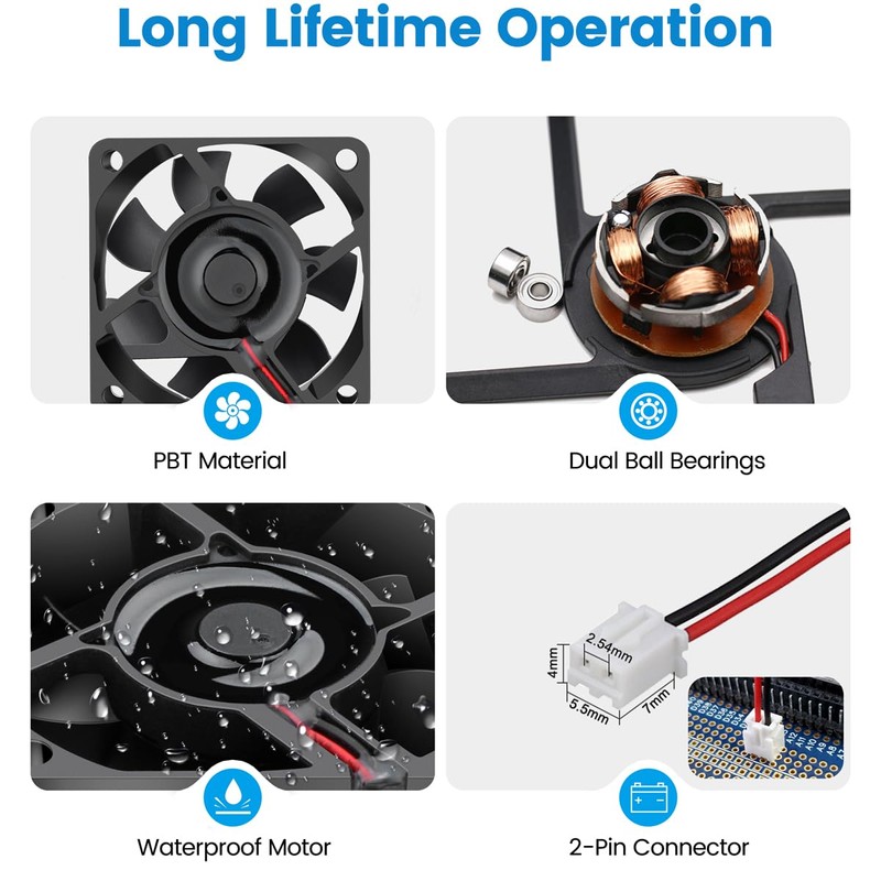 GDSTIME 60mm x 25mm 12V DC IP68 Waterproof Fan Dual