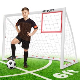 Soccer Goals for Backyard, Soccer Net with Training Targets 6'x4' High-Strength Fast Set-Up | Weatherproof Football Goal for Practice and Play