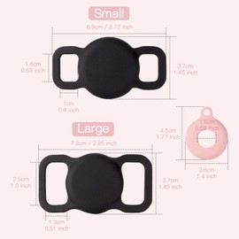 PuppyDoggy 2 Pcs Silicone Dog Collar Tag Holder, Dog Cat Tracker Case Waterproof, Scratch-Resistant, Anti-Lost & 1 Pcs Keychain Holder Case for Bag, Suitcase (Small, Black)