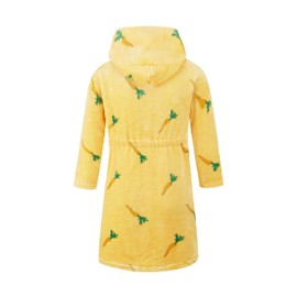 JZLPIN Unisex Baby Hooded Bathrobe Kids Flannel Pajamas Dressing Gown for Boys Girls Yellow 6 Years