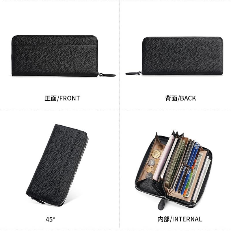 Yocipa Genuine Leather Wallet, Women's, Round Zipper, Long Wallet, Large