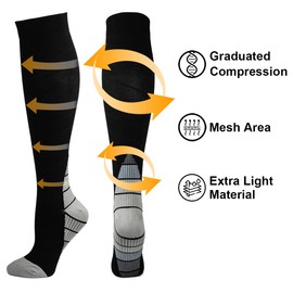 3 Pairs of Compression Socks for Men and Women for Sports, Running, Flight, Travel, Pregnancy, Medical Compression Socks, Support Stockings, gray