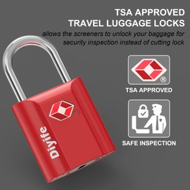TSA Luggage Locks with Keys, [2 Pack] Diyife Security Suitcase Padlocks with Keys Heavy Duty Zinc Alloy Travel Lock Small Suitcase Locks with 4 Keys for Luggage Travel Suitcase Bag Case (Red)