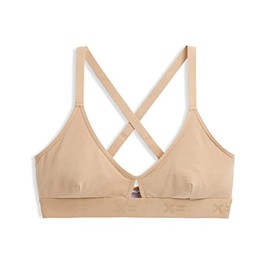 TomboyX Bralette, Micromodal with Criss-Cross Adjustable Straps, Wire-Free -X-Small/Chai