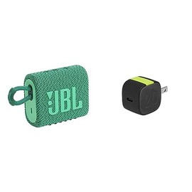 JBL Go 3: Portable Speaker with Bluetooth, Built-in Battery, Waterproof and Dustproof Feature - Eco Green and InfinityLab InstantCharger 20W 1 USB Compact USB-C PD charger (Black)