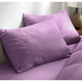 TUMEI 100% Linen Bed Pillow Cases Queen Size(25.98"×20.08") - Set of 2 Linen Standard Pillow Covers Washed Solid Color Natural Flax Soft Breathable, Caramel Queen