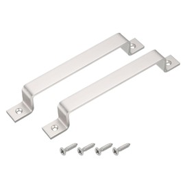 sourcing map 2 Pcs Barn Door Handle, 9.8 Inch Gate Handle, Door Pull Handle with Screws for Sliding Door Cabinet Closet Drawer Garage Shed, Silver
