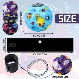 LUKIUP Ball with Cord Children, 4 Pieces Jump Ball, Multicoloured Jumping Ball with Cord, Banging Noise Making Jumping Ball, Interactive Toy for Stress Relief for Children Outdoors