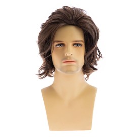 Qnbiar Herren Braun Perücke Kurze Welle Layered Synthetic Cosplay Ersatzperücke