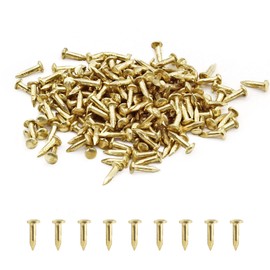 BokWin 200 Pcs Tiny Brad Nails Brass String Art Nails 1.2x6mm Wood Finish Nails for DIY Pictures Boxes Decorative Household Accessories