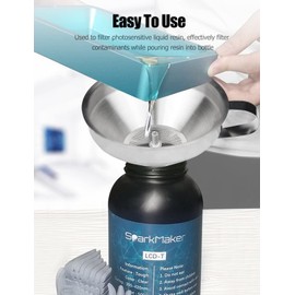 Resin Funnel, Resin Filter Funnel with Strainer 3D Printer Stainless Steel Resin Funnel for Filtering and Recycling UV SLA/DLP/LCD Photosensitive Resin, with Cleaning Brush